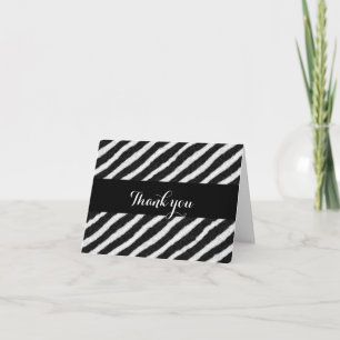Carte De Remerciements Rayures de zèbre noir et blanc funky