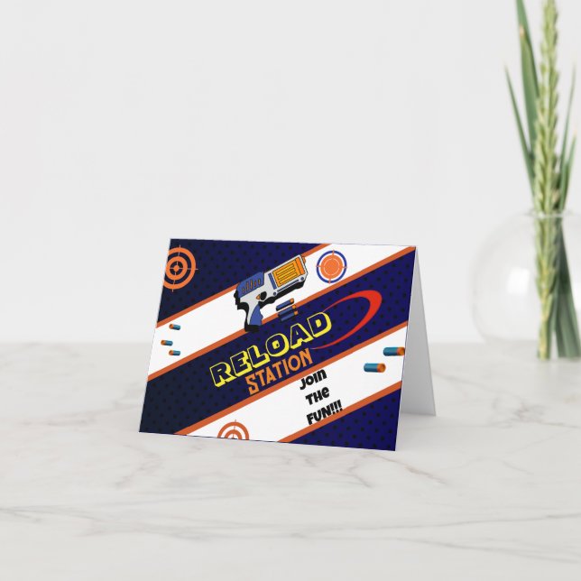 Carte De Remerciements Recharger Station Dart Gun Anniversaire Fourniture (Devant)