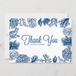 Carte De Remerciements Récifs de corail bleu marine pour cadre de mariage