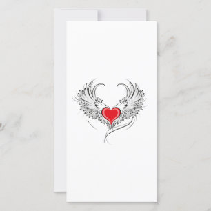 Carte De Remerciements Red Angel Coeur avec ailes