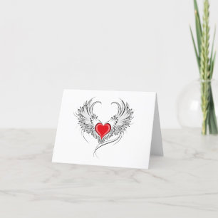 Carte De Remerciements Red Angel Coeur avec ailes