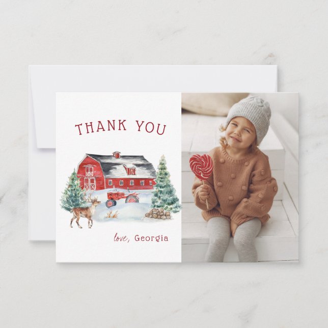 Carte De Remerciements Red Barn | Remerciements pour un anniversaire sur  (Devant)