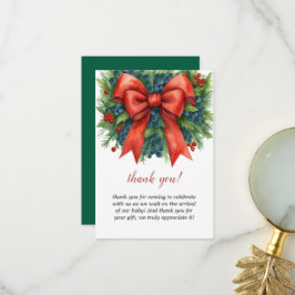Carte De Remerciements Red Bow Baby Shower Christmas Brunch