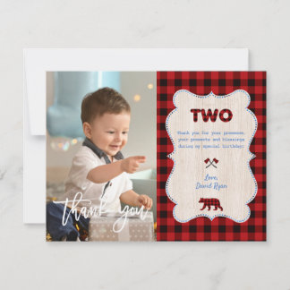 Carte De Remerciements Red Buffalo Photo Boy Deuxième anniversaire