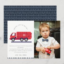 Carte De Remerciements Red Cute Garbage Truck Enfants Photo N'Importe Que