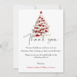 Carte De Remerciements Red Floral Christmas Wreath – Elegant Holiday