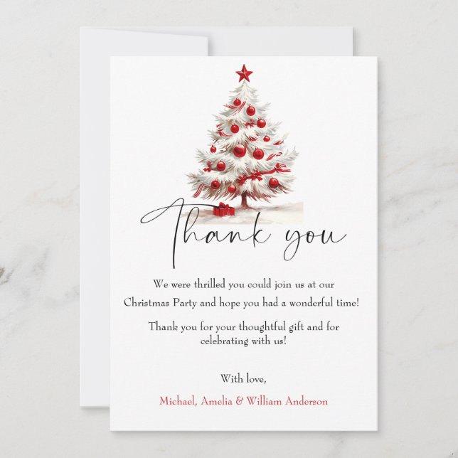 Carte De Remerciements Red Floral Christmas Wreath – Elegant Holiday (Devant)