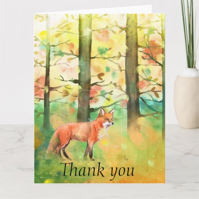 Carte De Remerciements Red Fox Animal Automne Automne Arbres d'automne Me (Devant)