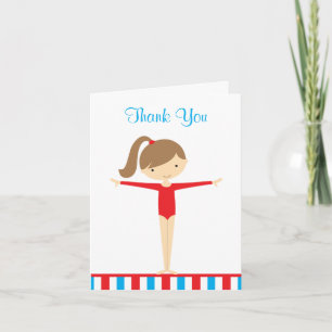 Carte De Remerciements Red Gymnastique Girl Thank You Note Card