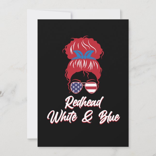Carte De Remerciements Red Tête USA Drapeau mignon Red Hair Girls Femmes  (Devant)