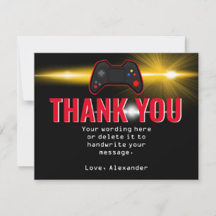Carte de remerciements Red Video Game Party