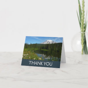 Carte De Remerciements Reflet du lac du mont Rainier avec des fleurs sauv