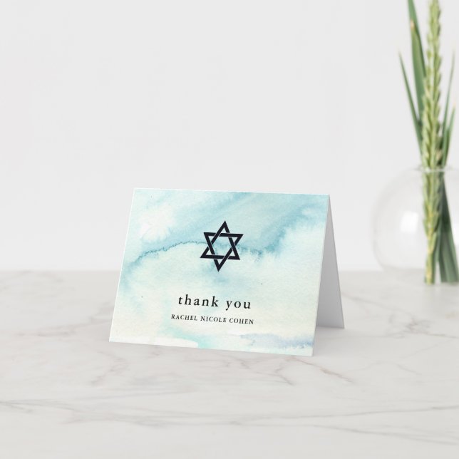 Carte De Remerciements Regard bleu à la mode d'aquarelle (Devant)