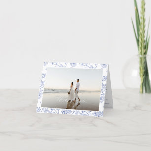 Carte De Remerciements Regency Blue Floral Mariage Photo