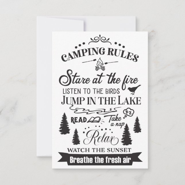 Carte De Remerciements Règles de Camping Happy (Devant)