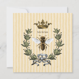 Carte De Remerciements Reine des abeilles avec la couronne sur des