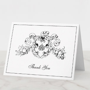 Carte De Remerciements Religieux Catholique Jésus Noir et Blanc