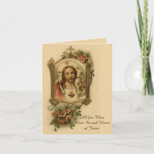 Carte De Remerciements Religieux Catholique Jésus Sacré Coeur Traditionne