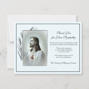 Carte De Remerciements Religieux catholique Sacré Coeur Jésus Condolence