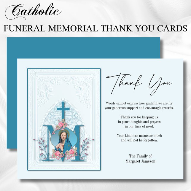 Carte De Remerciements Religieux Catholique Vierge Marie Condolence (Créateur téléchargé)