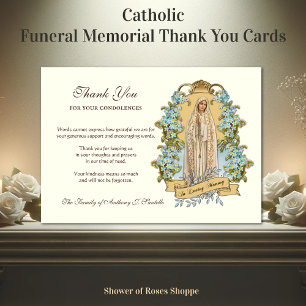 Carte De Remerciements Religieux Catholique Vierge Marie Condolence Flora