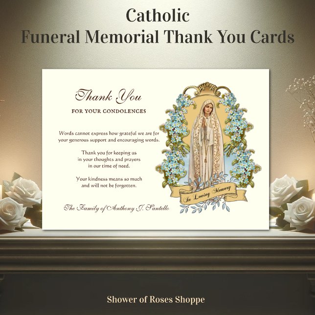 Carte De Remerciements Religieux Catholique Vierge Marie Condolence Flora (Créateur téléchargé)