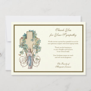 Carte De Remerciements Religieux Catholique Vierge Marie Condolence Flora