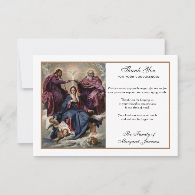 Carte De Remerciements Religieux Catholique Vierge Marie Jésus Condolence (Devant)