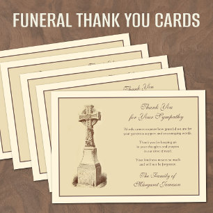 Carte De Remerciements Religieux Croix celtique Condolence funéraire Symp