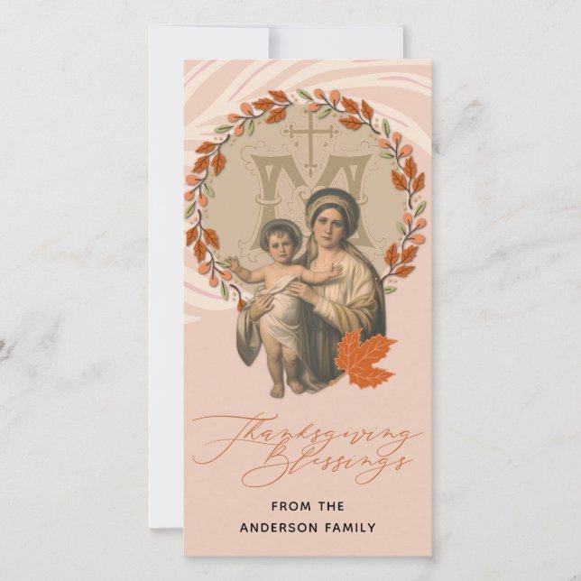Carte De Remerciements Religieux Thanksgiving Vierge Marie Jésus catholiq (Devant)