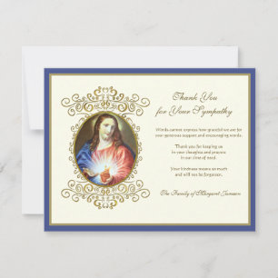 Carte De Remerciements Religion catholique Sacré-Coeur Jésus Funérailles
