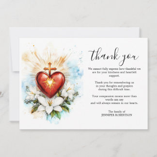 Carte De Remerciements Religious Catholic Sacred Heart Jesus Condolence 