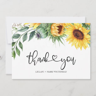 Carte De Remerciements Remerciement aquarelle tournesol