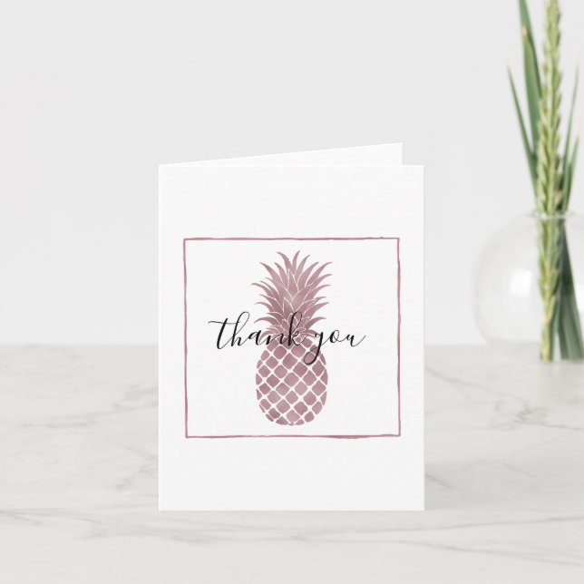 Carte De Remerciements Remerciement au format Ananas Rose Gold (Devant)