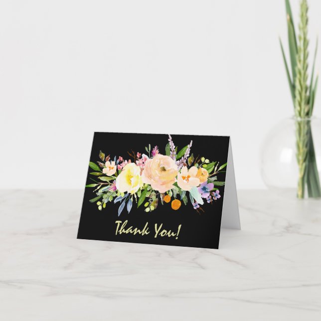 Carte De Remerciements Remerciement aux saules et aux fleurs (Devant)