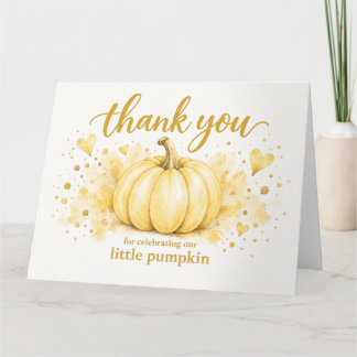 Carte De Remerciements Remerciement Baby Shower Aquarelle Jaune Citrouill
