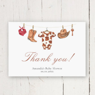 Carte De Remerciements Remerciement Baby Shower cow-boy aquarelle