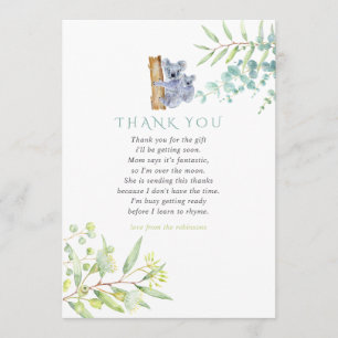 Carte De Remerciements Remerciement Baby Shower Feuille d'Eucalyptus Koal