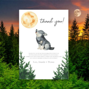 Carte De Remerciements Remerciement Baby Shower Loup Aquarelle