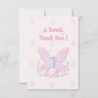 Remerciement Baby Shower Papillon Rose Fraise