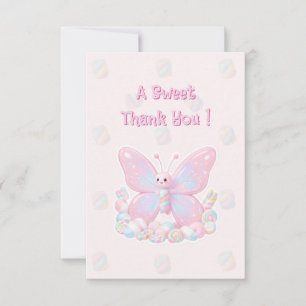 Carte De Remerciements Remerciement Baby Shower Papillon Rose Fraise
