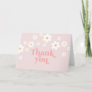 Carte De Remerciements Remerciement bohème rose Retro Daisy