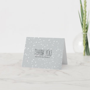Carte De Remerciements Remerciement Bokeh argent et blanc de rêve avec co