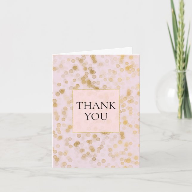 Carte De Remerciements Remerciement Confetti Rose Foncé Or (Devant)
