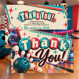 Carte De Remerciements Remerciement d'anniversaire de bowling rétro vinta