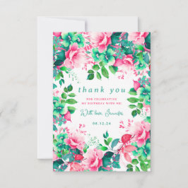 Carte De Remerciements  Remerciement d'anniversaire floral aquarelle d'ét