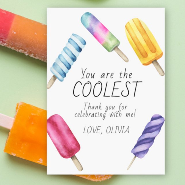 Carte De Remerciements Remerciement d'anniversaire pour Popsicle d'été à  (Créateur téléchargé)