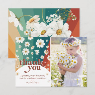 Carte De Remerciements Remerciement d'anniversaire Rétro Daisy Rainbow