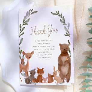 Carte De Remerciements Remerciement de Baby Shower Bois Amis Forestiers