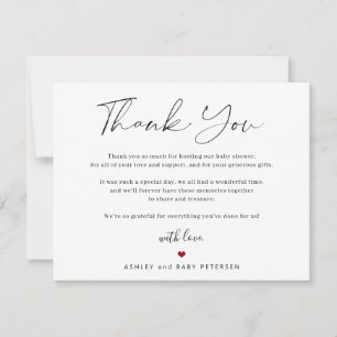 Carte De Remerciements Remerciement de baby shower écriture typographie m